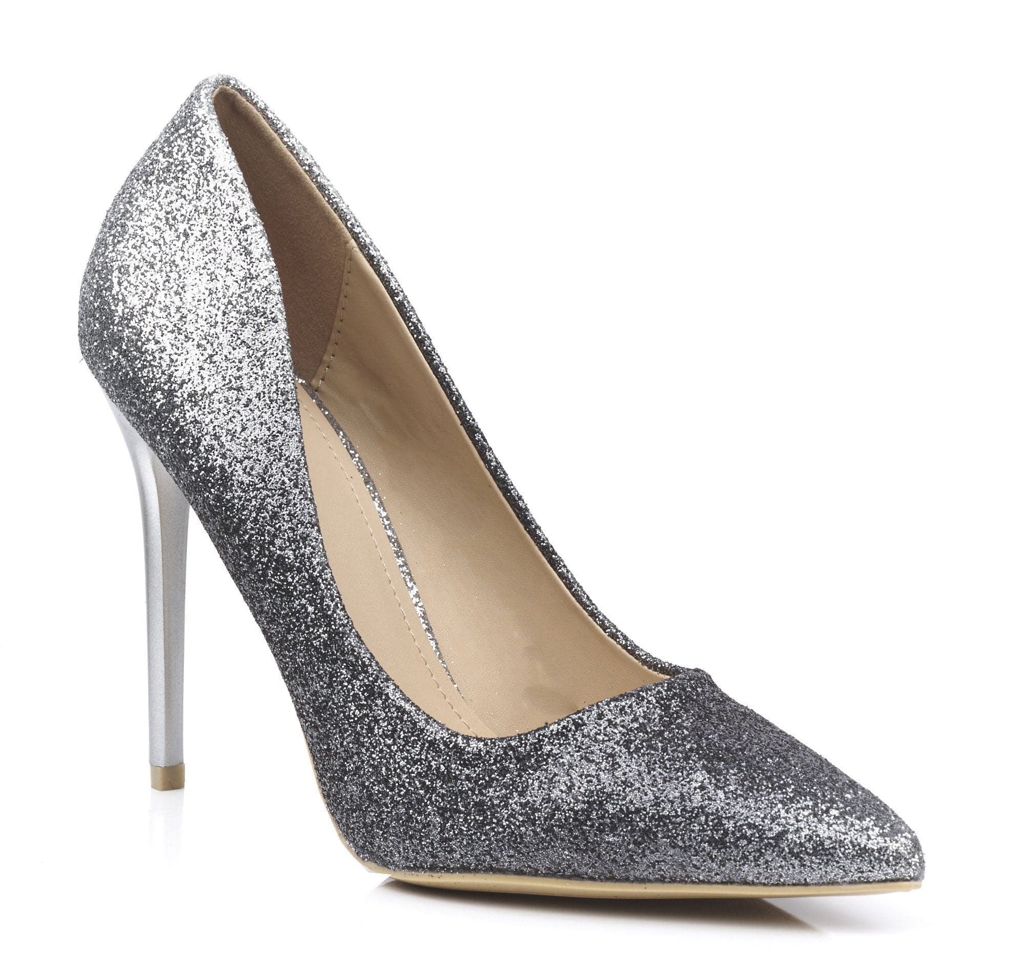 Dynamic Two Tone Glitter Court Shoe in Black - Image 5