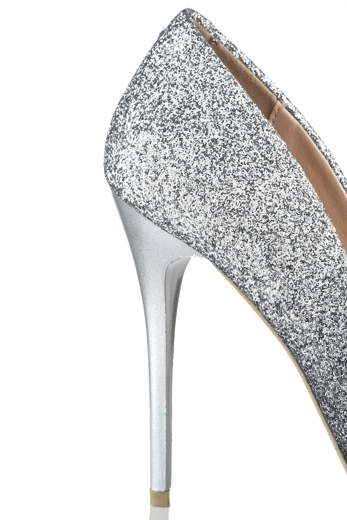 Dynamic Two Tone Glitter Court Shoe in Black - Image 6