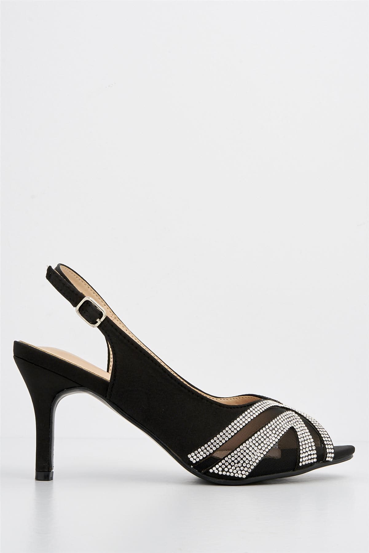 Farah Diamante Cut-out Heel in Black - Image 5
