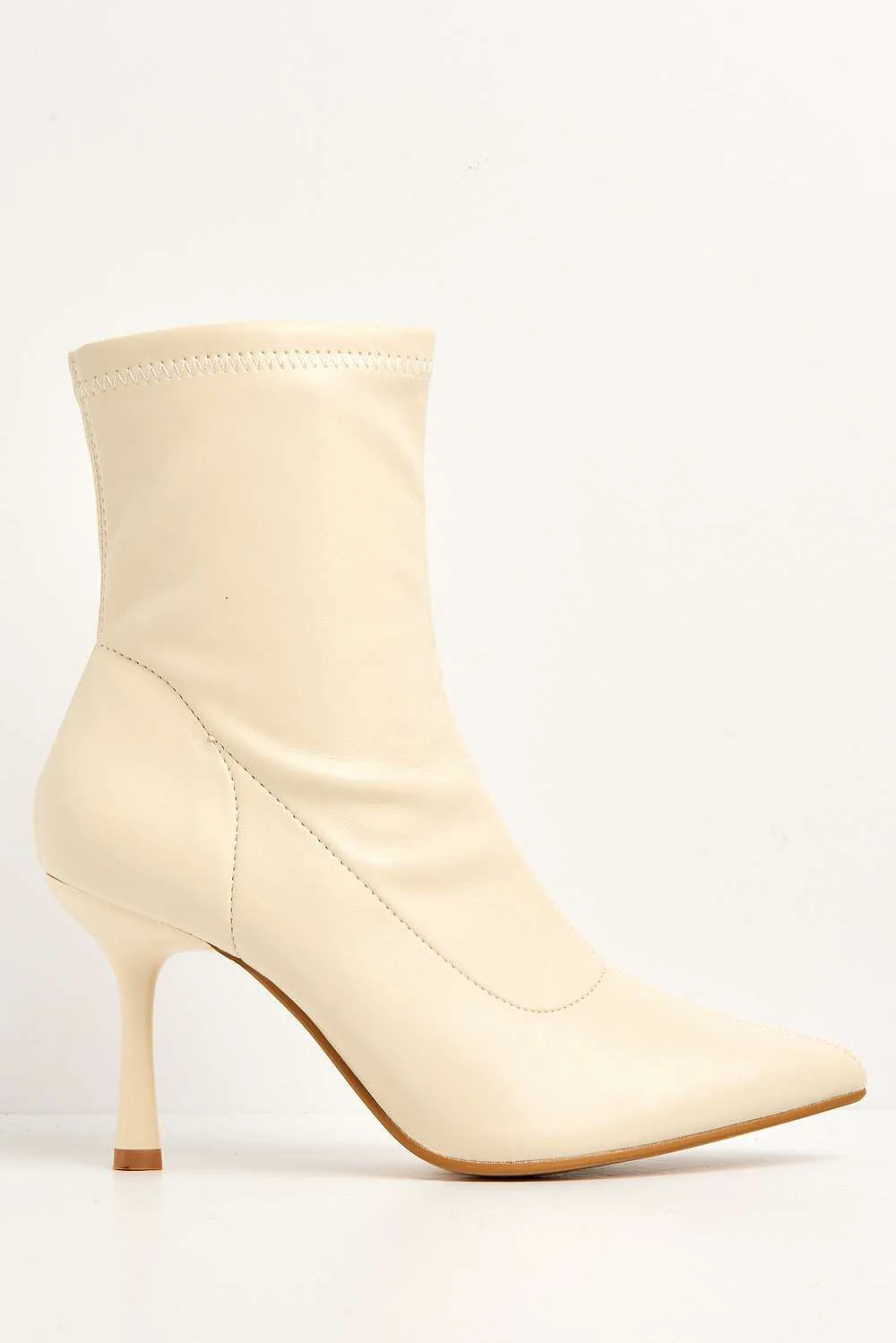 Aayat Pointed Toe Heeled Boots in Beige - Image 4