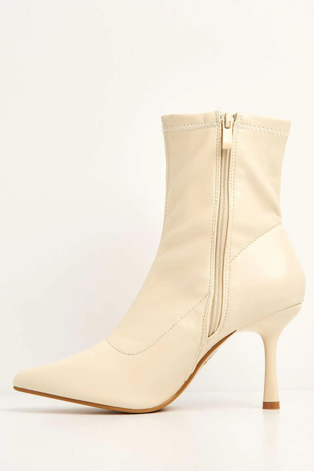 Aayat Pointed Toe Heeled Boots in Beige - Image 5