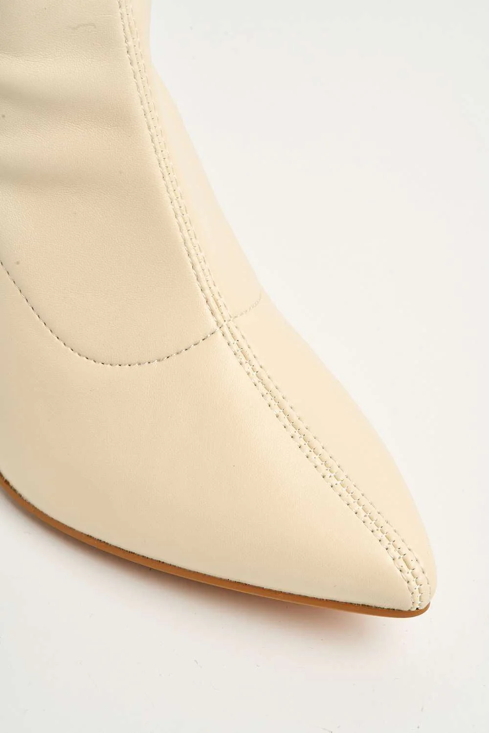 Aayat Pointed Toe Heeled Boots in Beige - Image 6