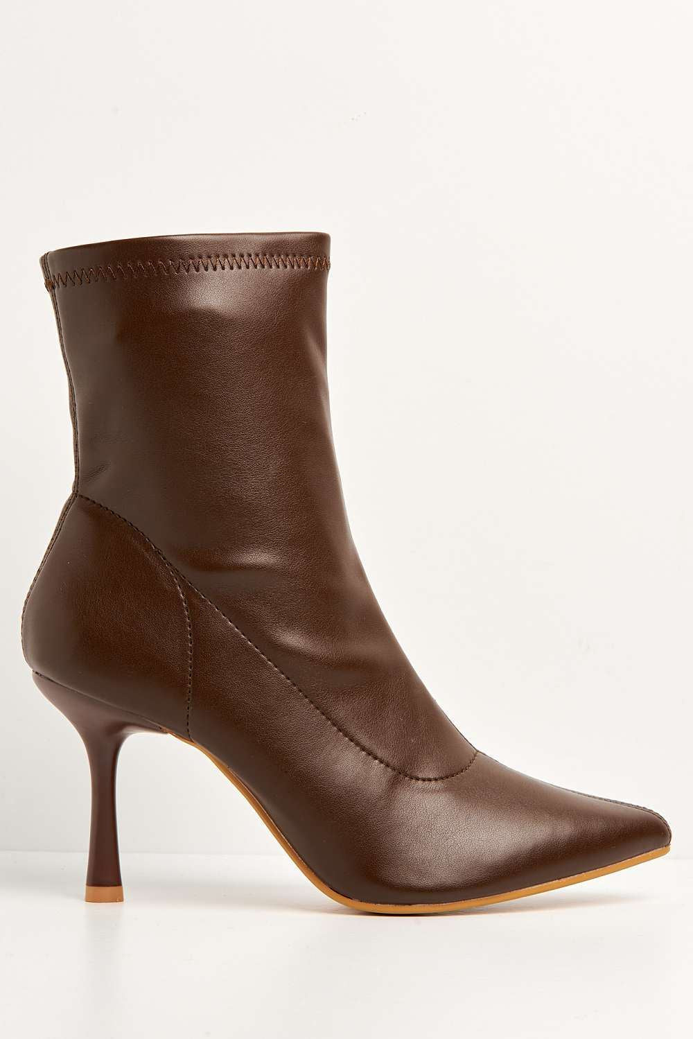 Aayat Pointed Toe Heeled Boots in Brown - Image 4