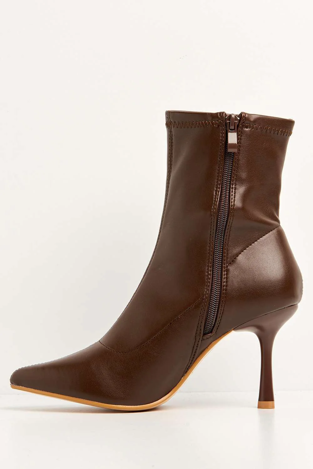 Aayat Pointed Toe Heeled Boots in Brown - Image 5