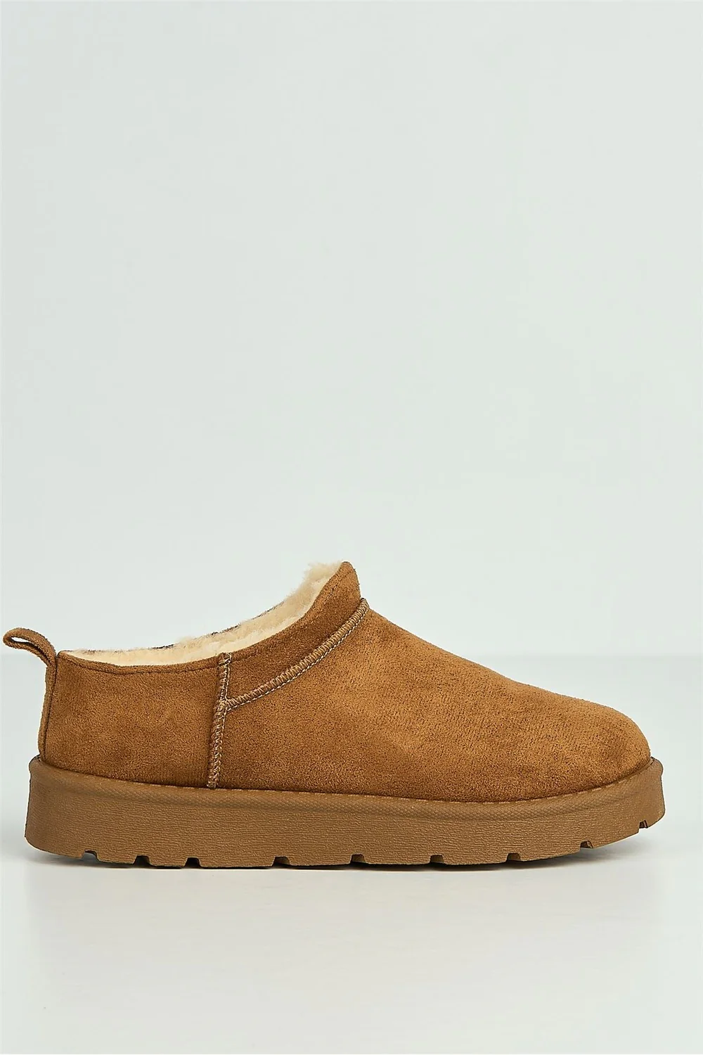 Adeline Low Cut Flatform Faux Fur Ankle Boots in Camel - Image 5