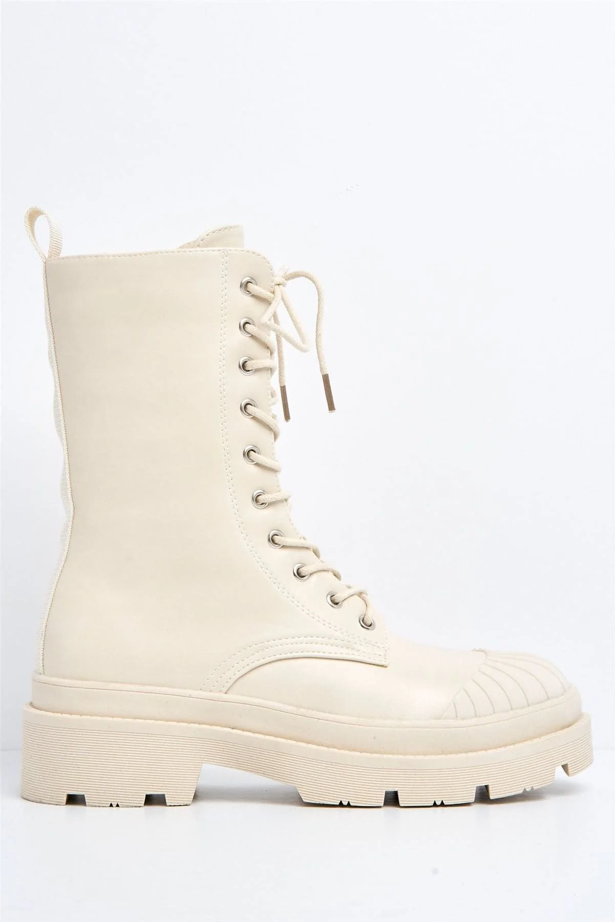 Adena Rubber Tip Lace-up Boot in Beige - Image 5