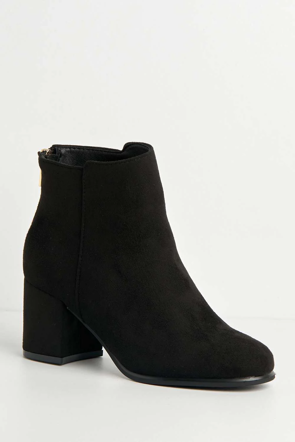 Airika Wide Fit Block Heel Ankle Boots in Black Suede - Image 4