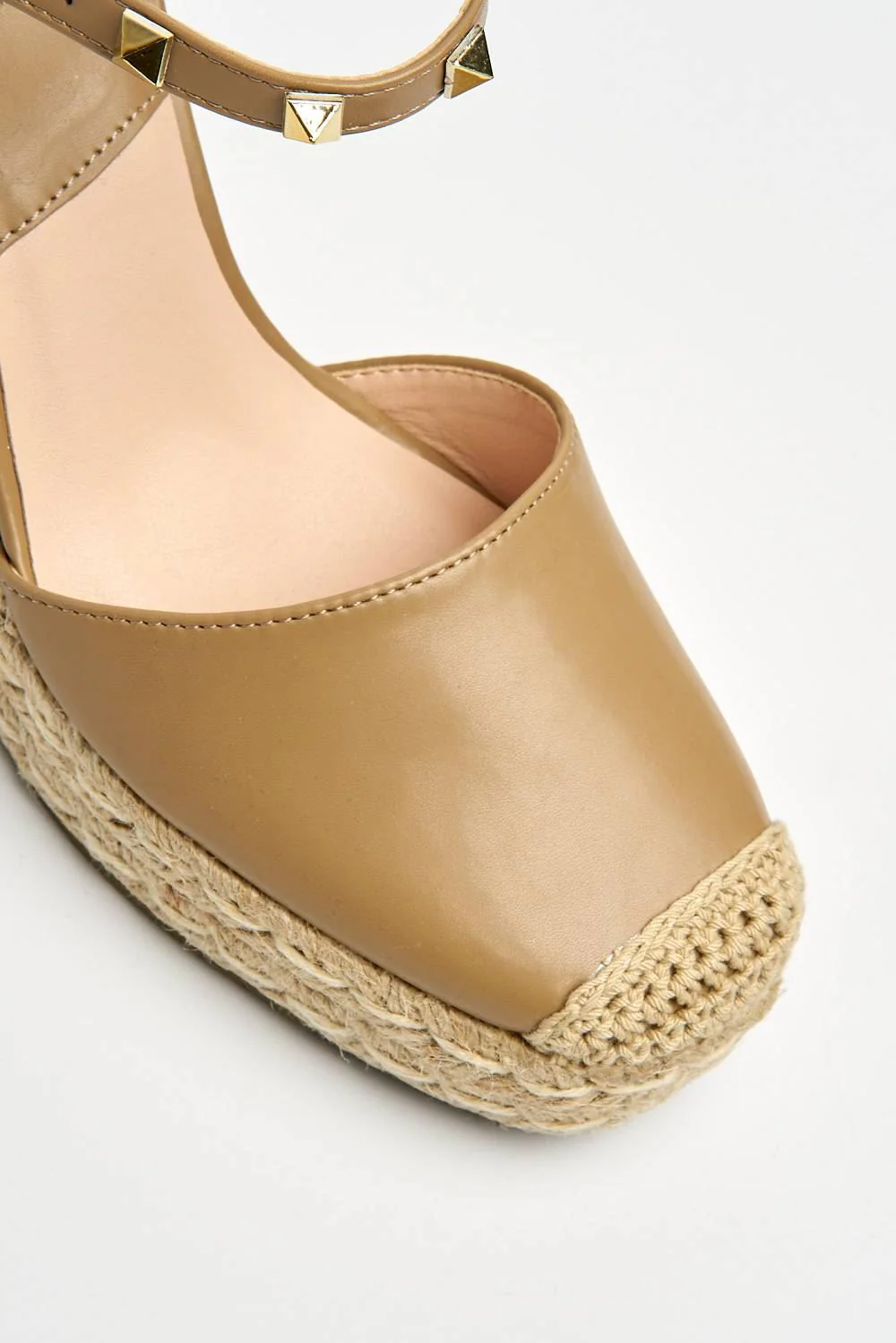 Alala Round Toe Studded Anklestrap Espadrille Wedge in Taupe - Image 6