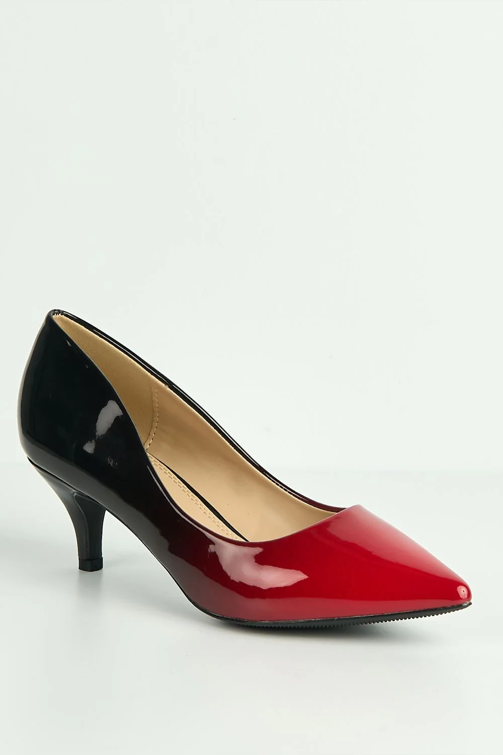 Alania 2 Tone Low Heel Court Shoe in Red - Image 4