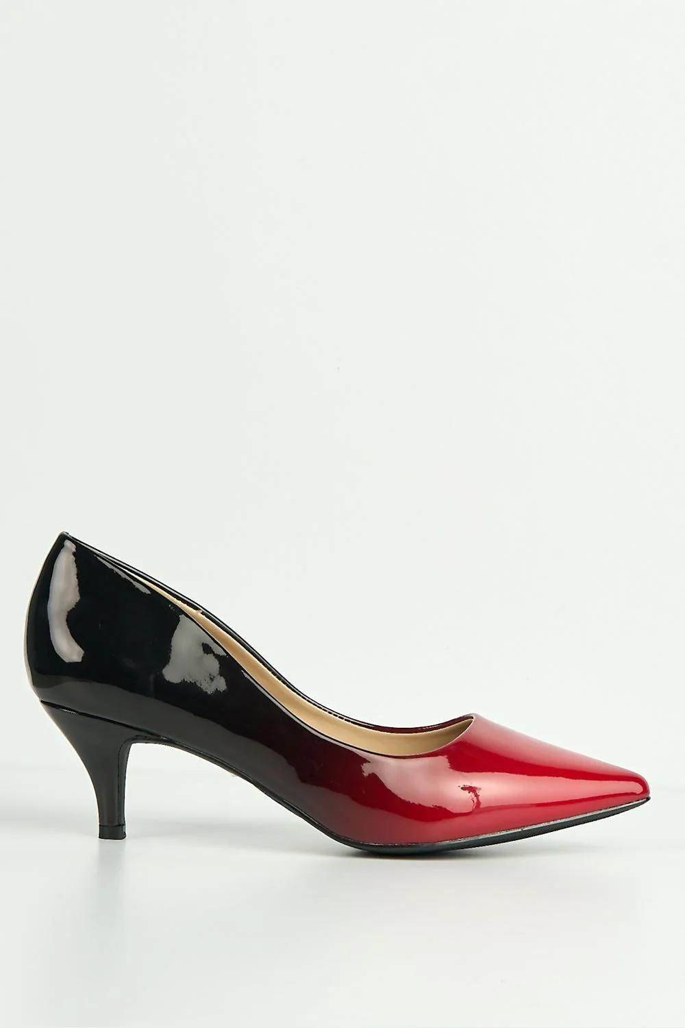 Alania 2 Tone Low Heel Court Shoe in Red - Image 5