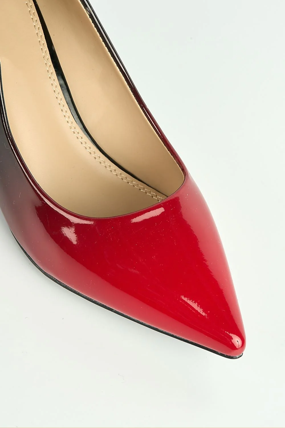 Alania 2 Tone Low Heel Court Shoe in Red - Image 6