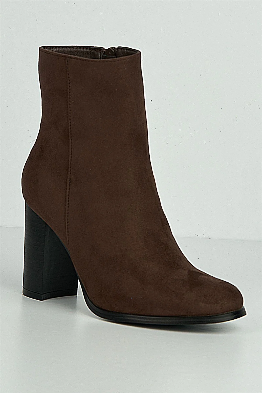 Alathea Round Toe Block Heel Ankle Boots in Chocolate - Image 4