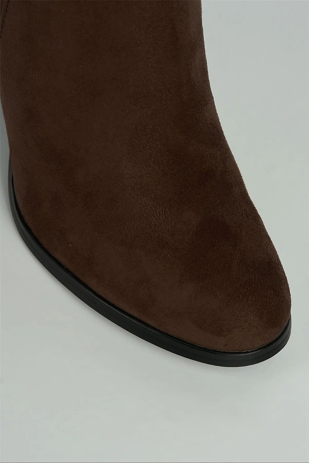 Alathea Round Toe Block Heel Ankle Boots in Chocolate - Image 6