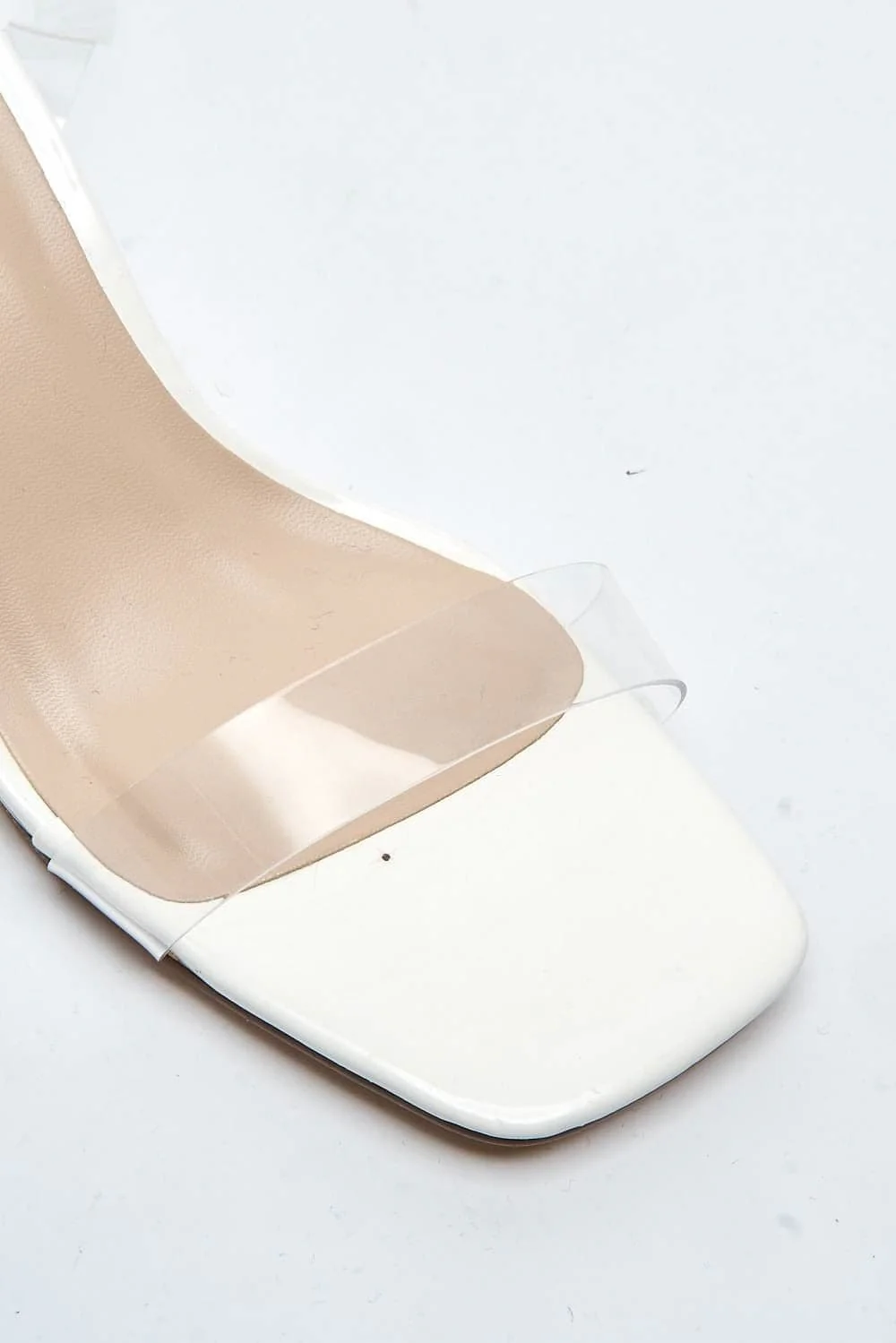 Alessa Perspex Strap Block Heel Sandal in White - Image 6