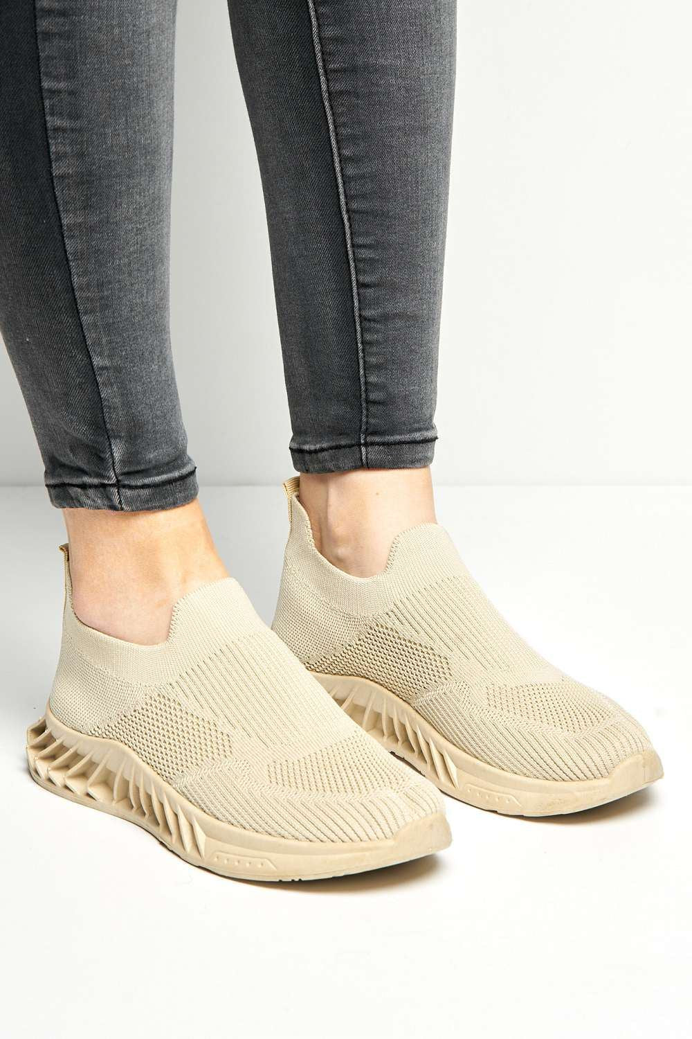 Alison Slip On Trainers in Beige - Image 2