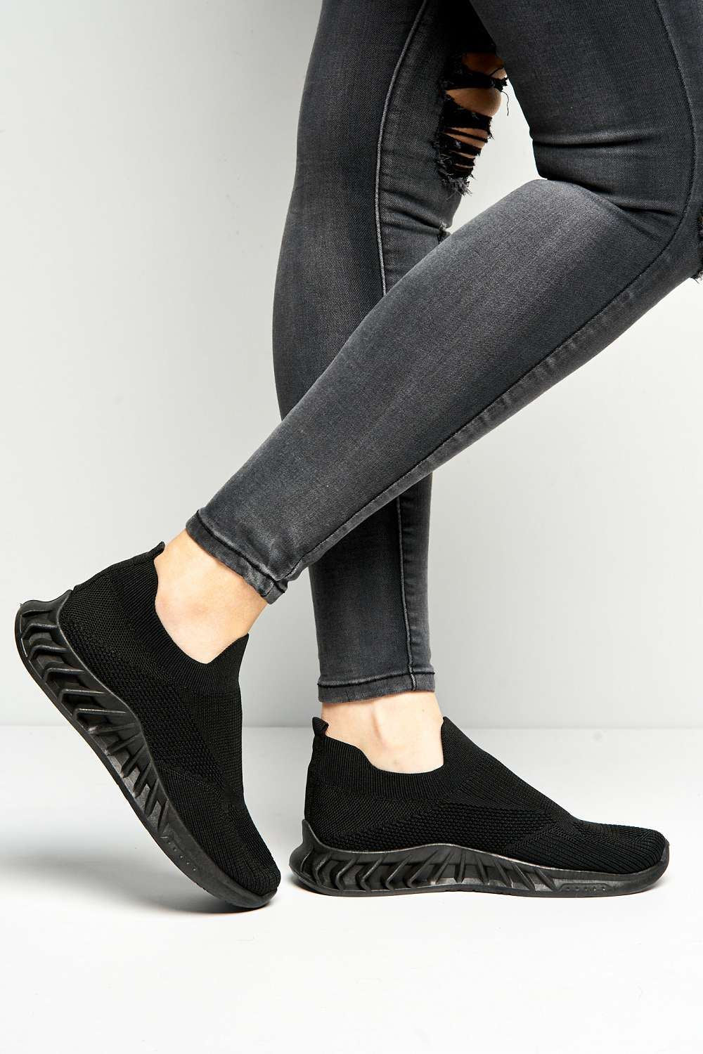 Alison Slip On Trainers in Black - Image 2