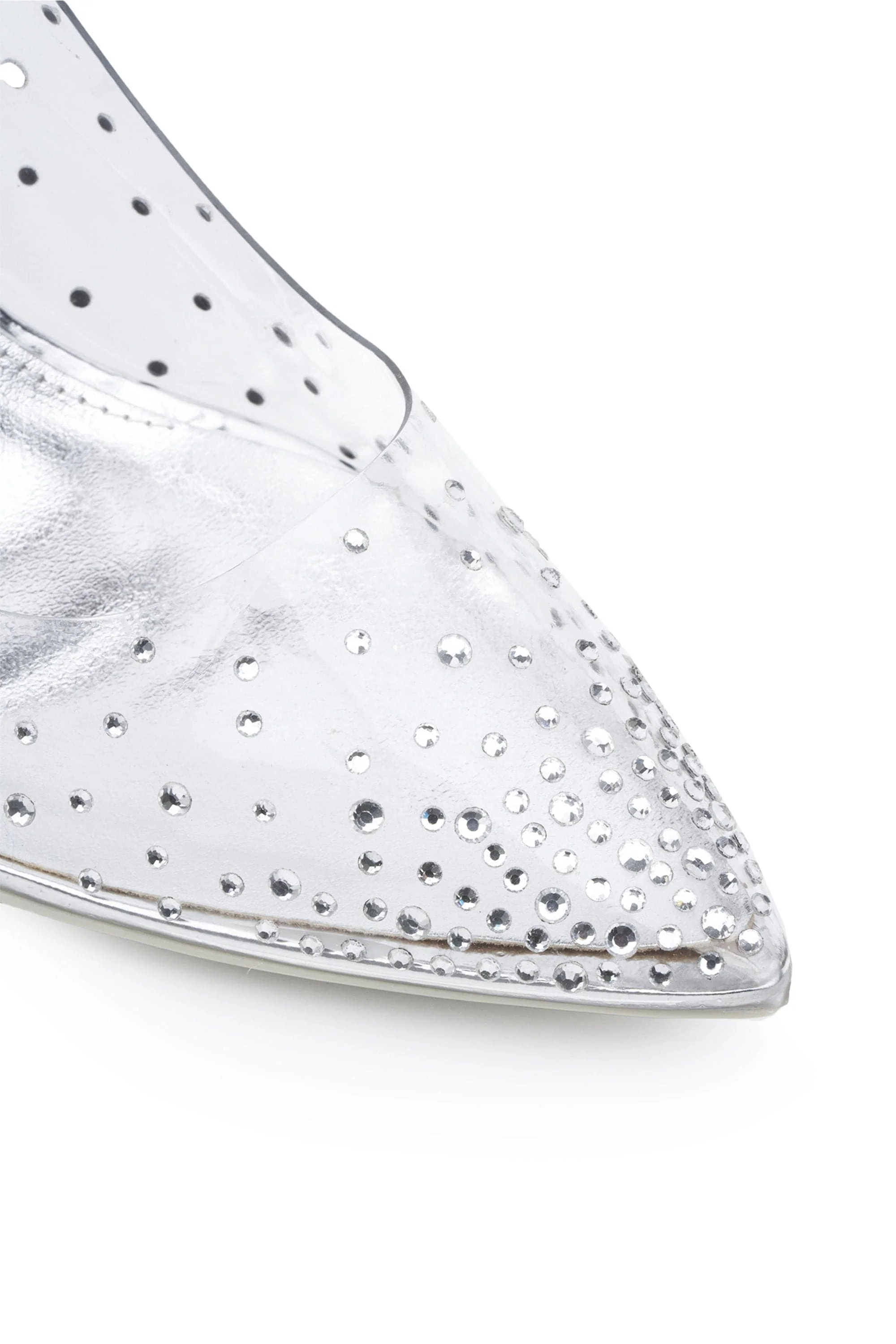Cindy All Diamante Perspex Court Shoe in Silver - Image 6