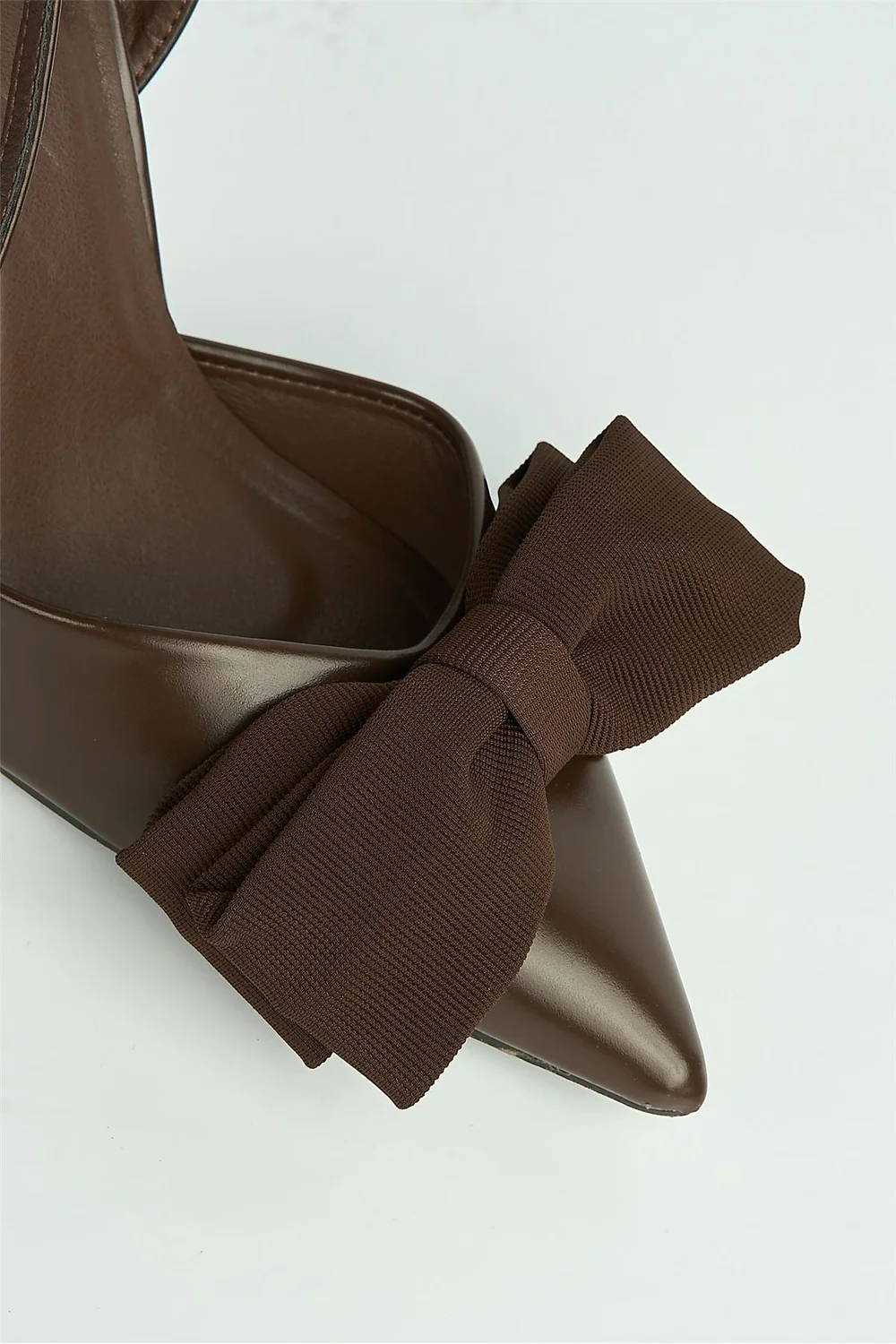 Alua Bow Detail Anklestrap Court Shoes in Brown - Image 6