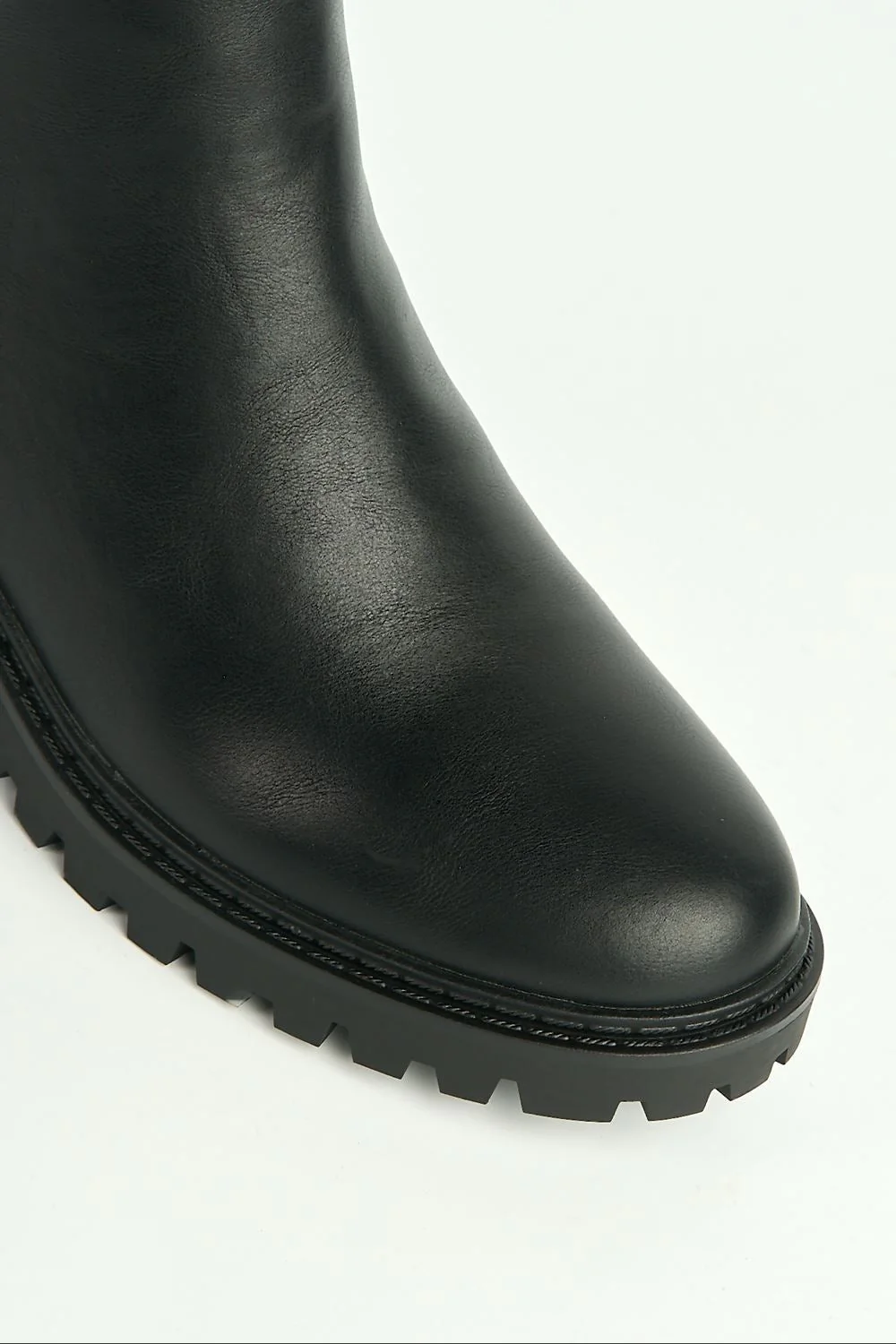 Ambrosia Over Knee Elastic Cleated Sole Boots in Black - Image 6
