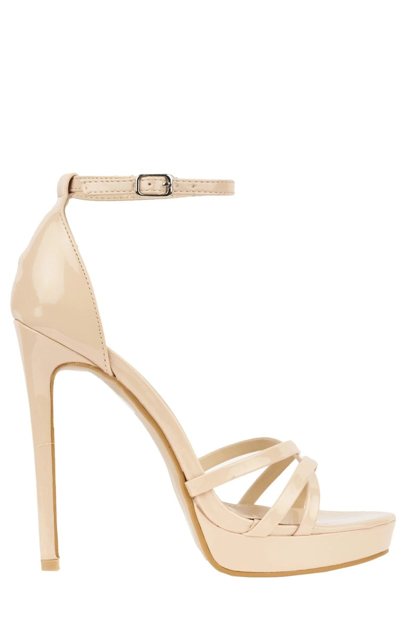 Amelia Crossover Strap Platform Sandal in Nude Patent - Image 4