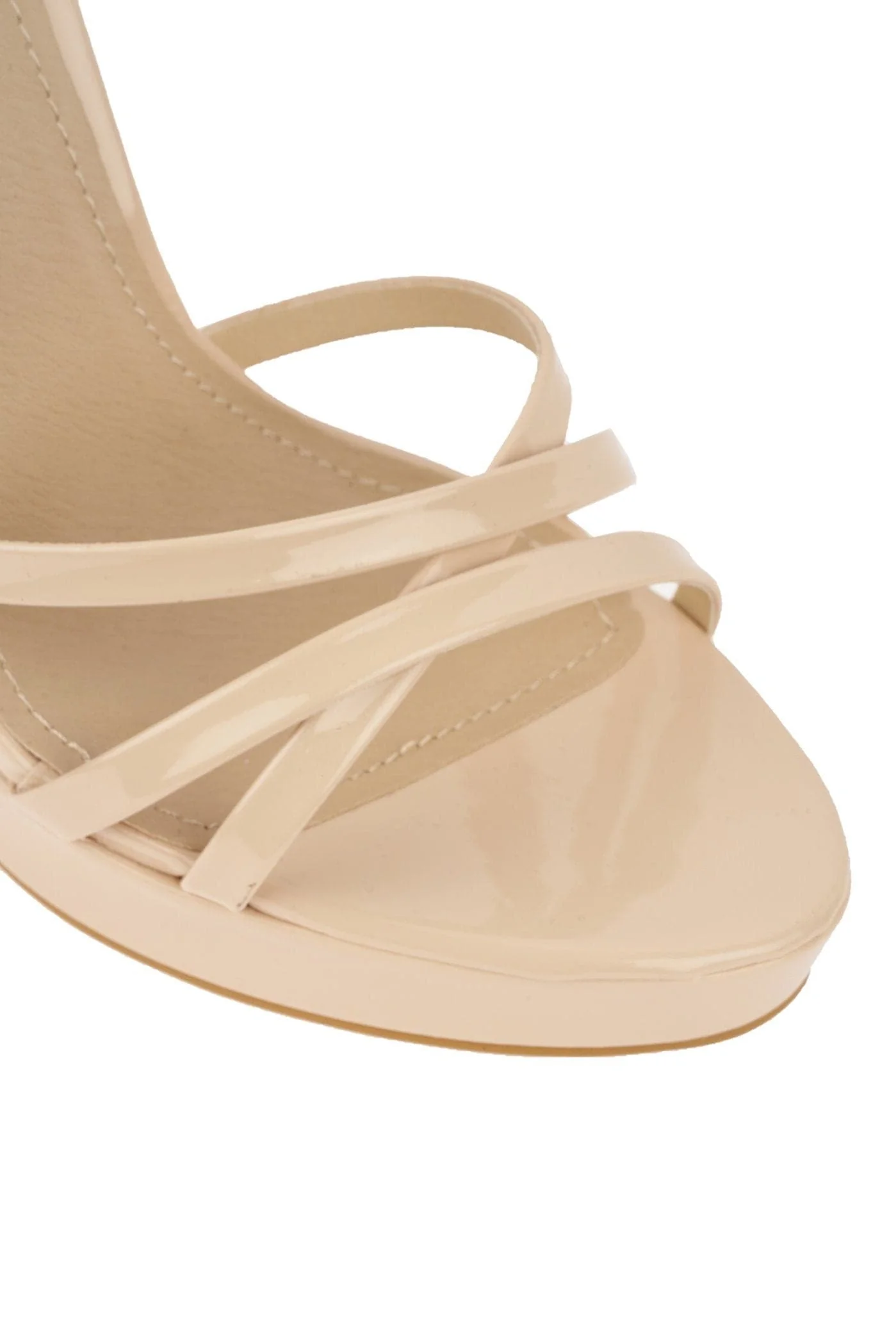 Amelia Crossover Strap Platform Sandal in Nude Patent - Image 6