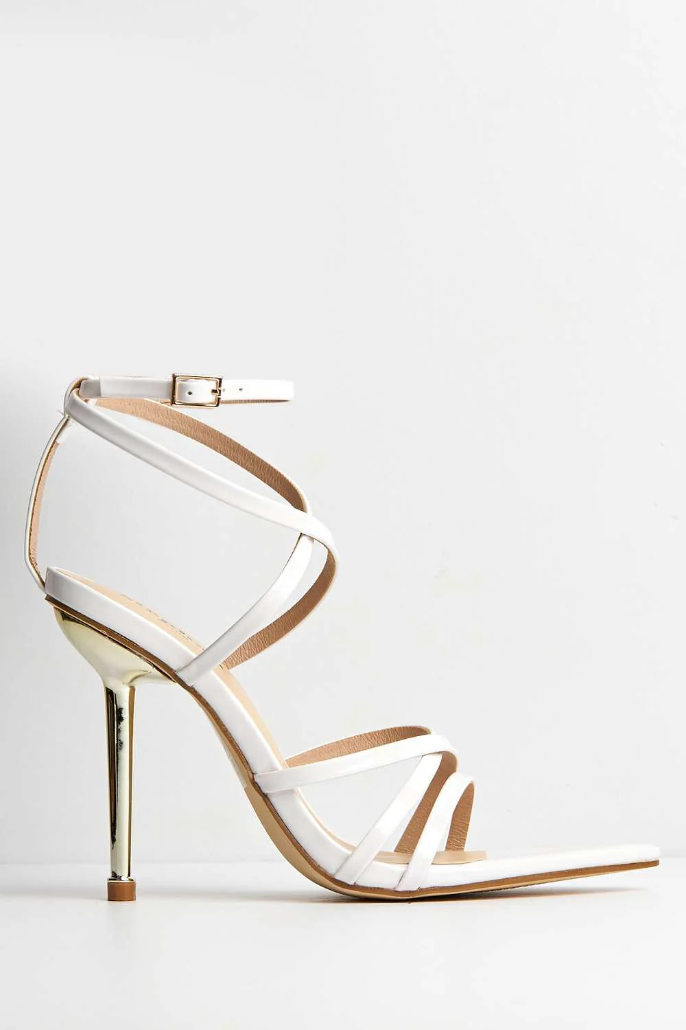 Amirah Strappy Pointed Toe High Heels in White - Image 5