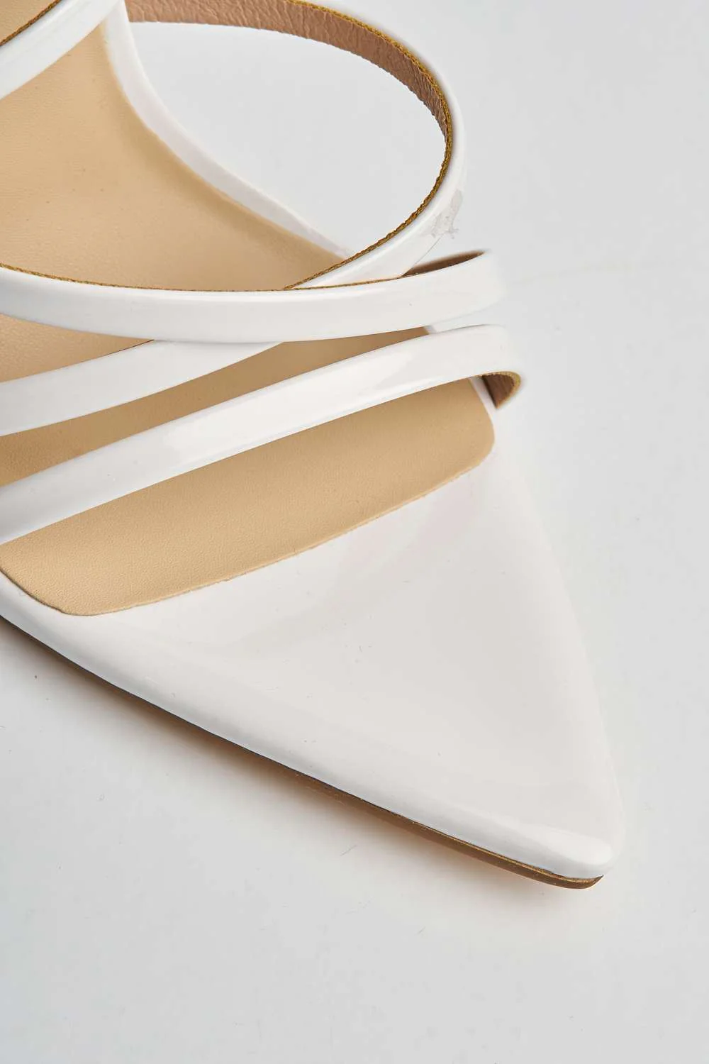 Amirah Strappy Pointed Toe High Heels in White - Image 6