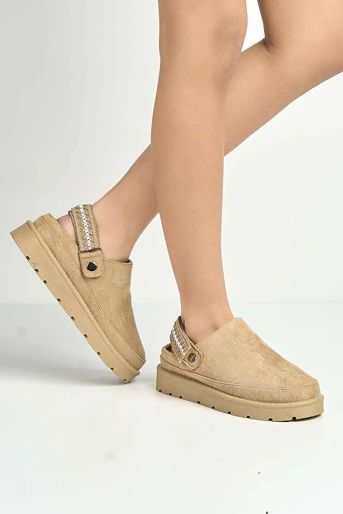 Amybeth Embroidered Velcro Back Strap Slippers in Sand - Image 2