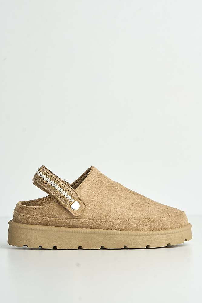Amybeth Embroidered Velcro Back Strap Slippers in Sand - Image 6