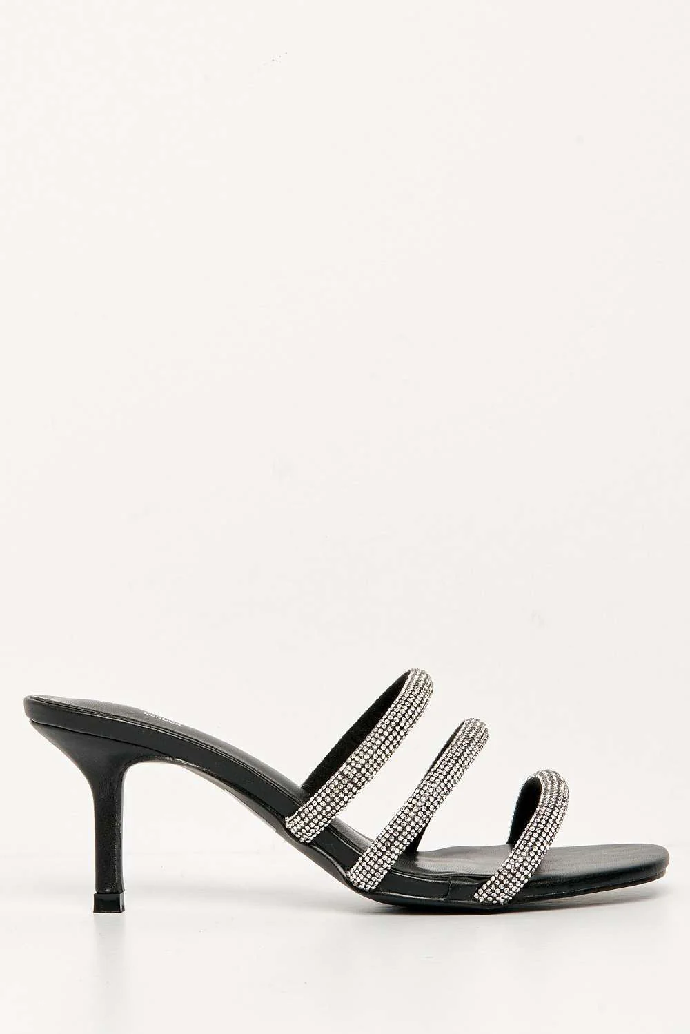 Andrena 3 Strap Diamante Mule in Black - Image 4