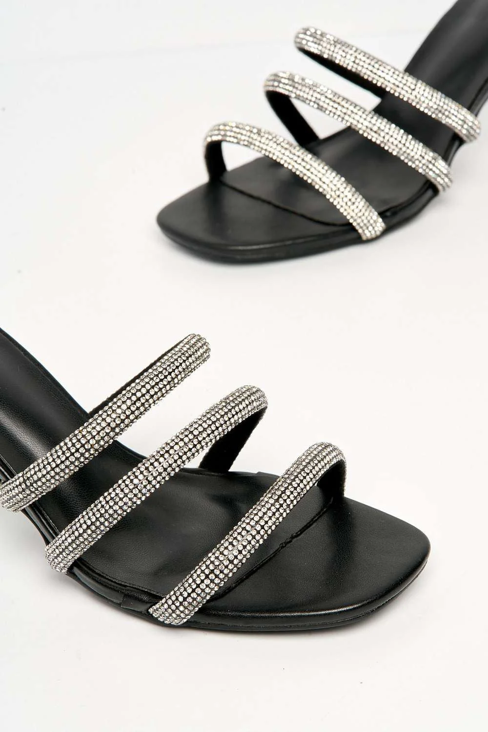 Andrena 3 Strap Diamante Mule in Black - Image 5