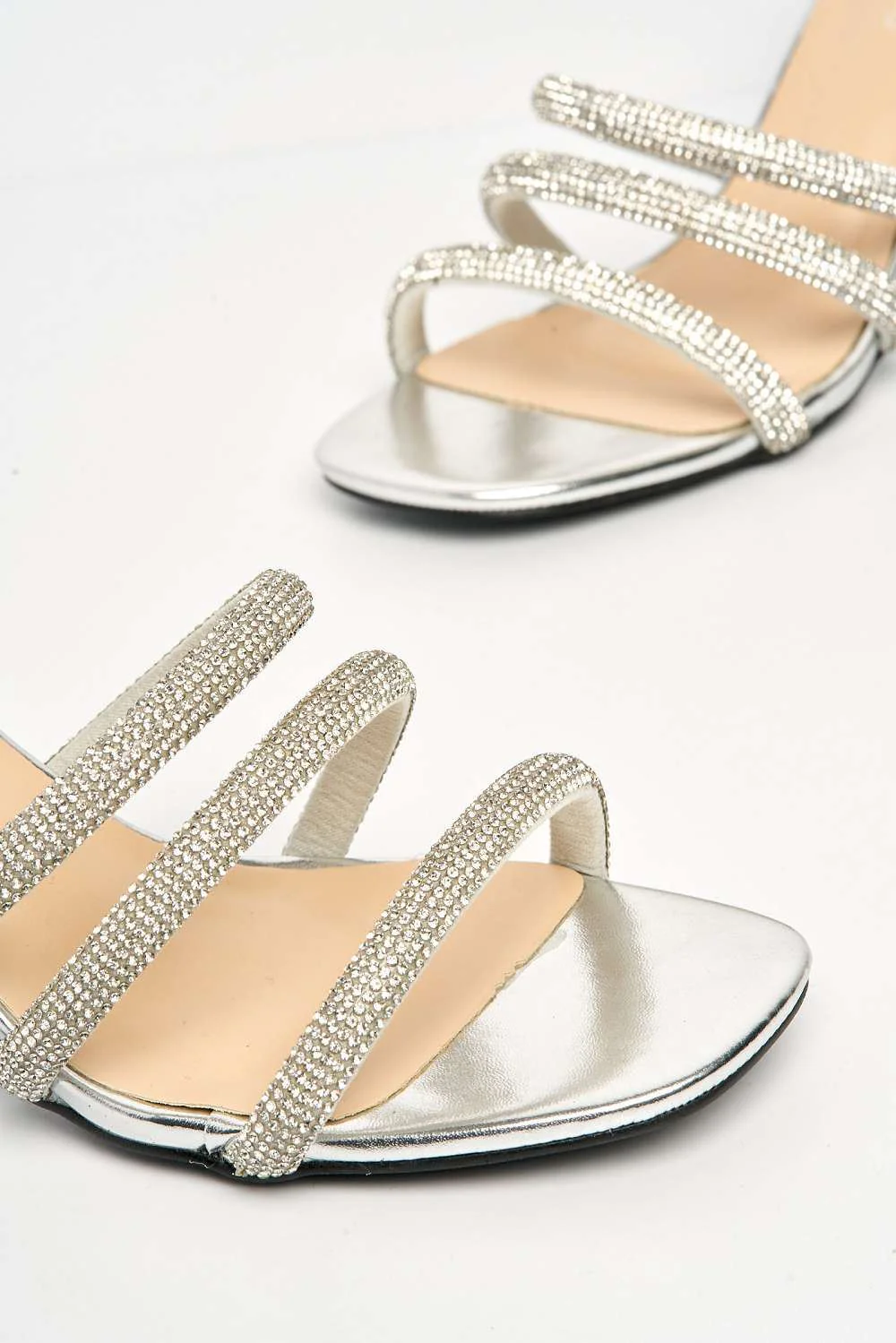 Andrena 3 Strap Diamante Mule in Silver - Image 5