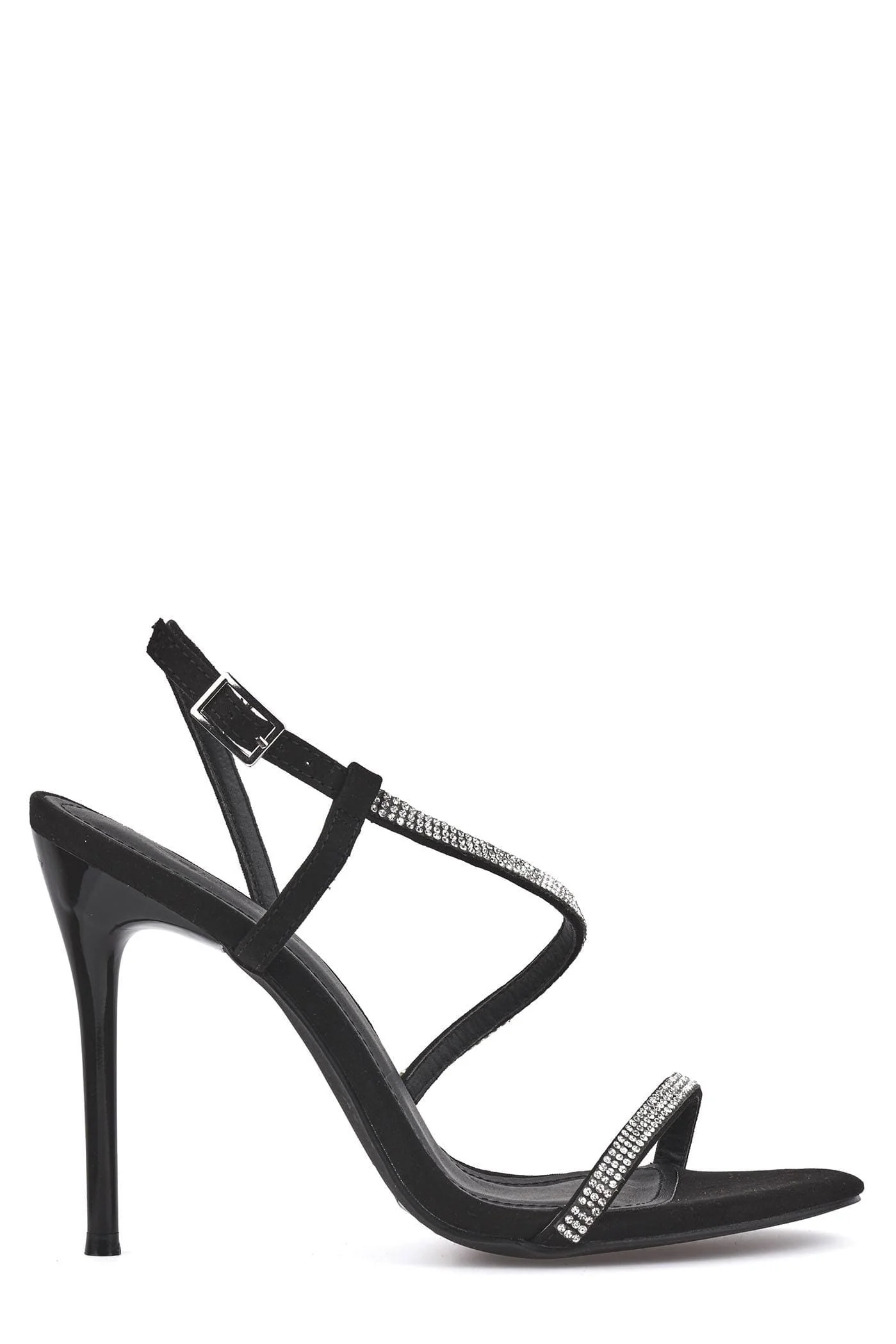 Savannah Anklestrap Diamante High Heel in Black Suede - Image 4
