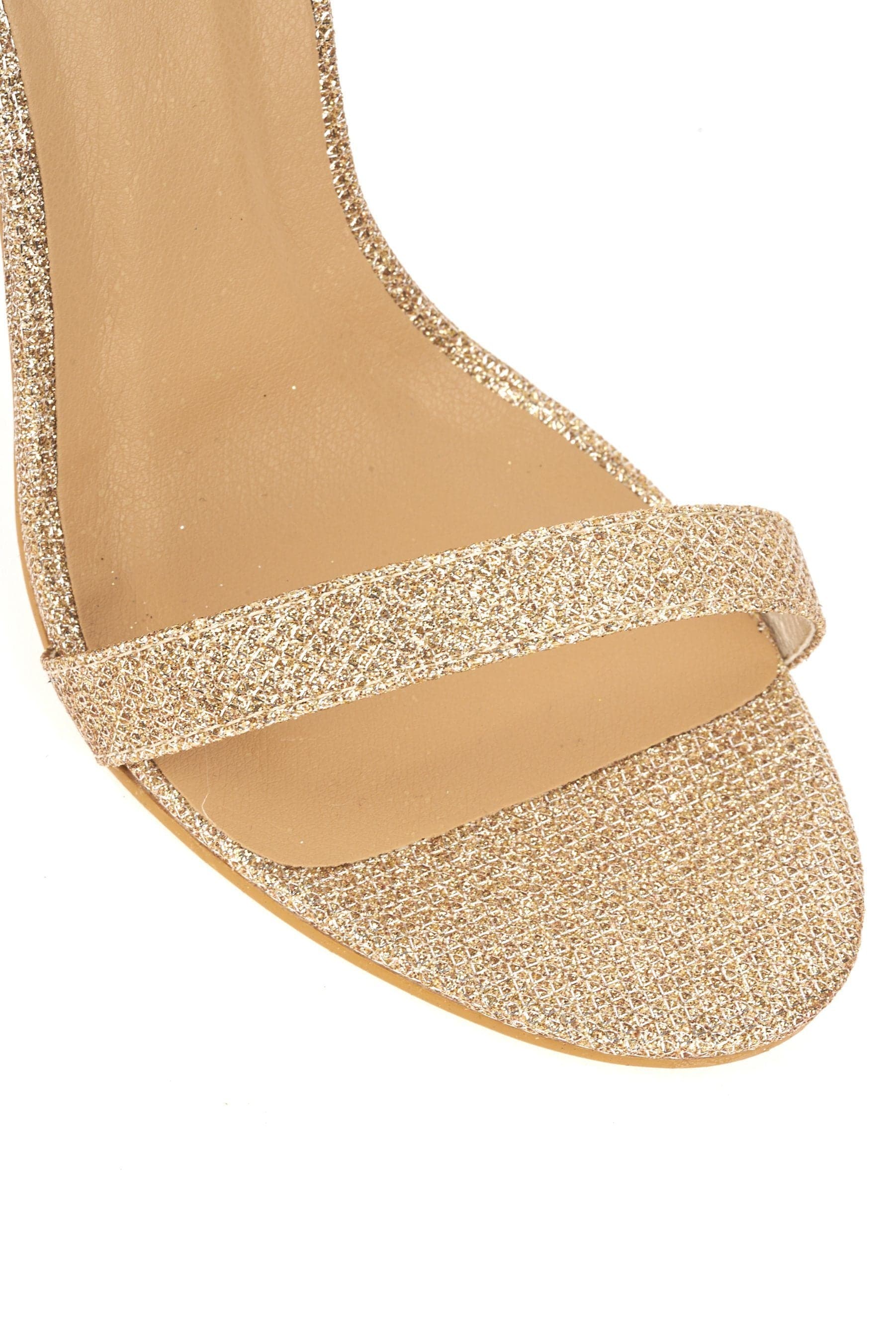 Arron Anklestrap Stilleto Sandal in Champagne Mesh - Image 6