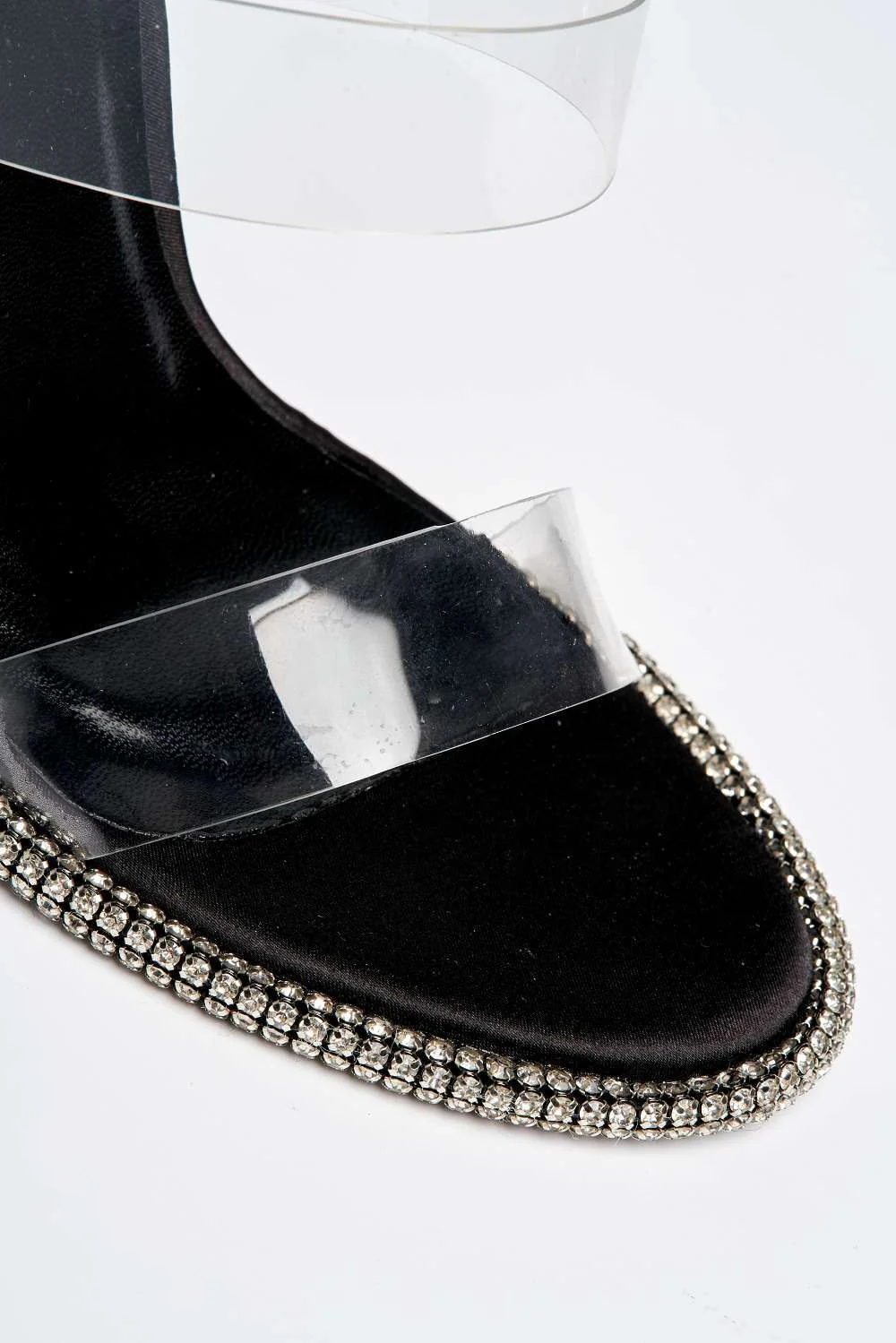 Anneli Diamante Embellished Edges Perspex Heeled Mules in Black - Image 6