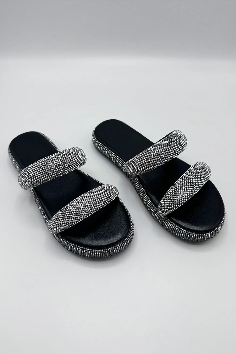 Arachne Diamante 2 Band Flatform Flats in Black - Image 2