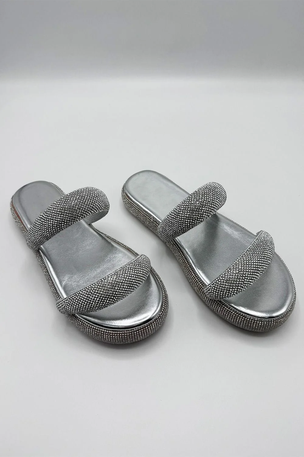 Arachne Diamante 2 Band Flatform Flats in Silver - Image 2