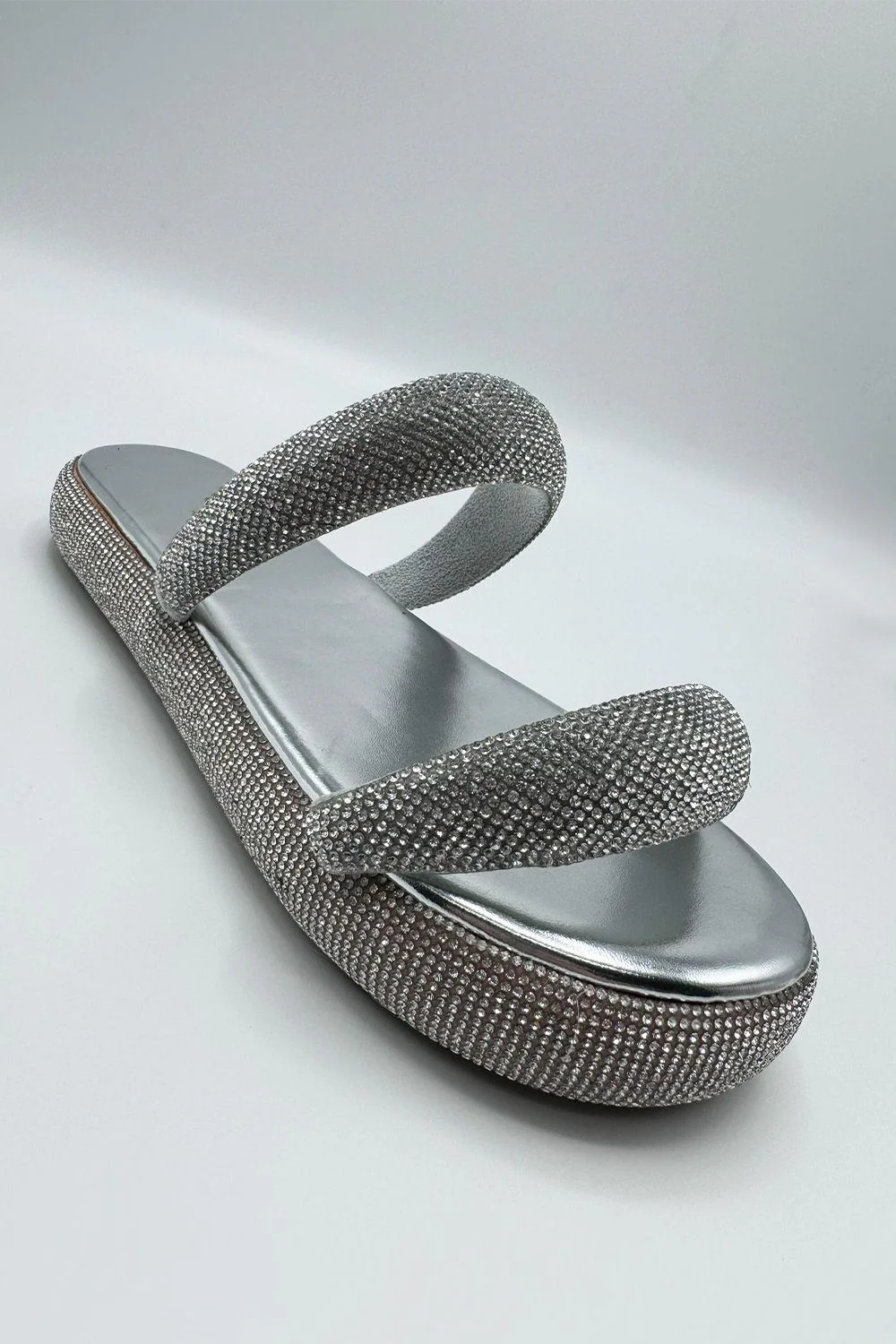Arachne Diamante 2 Band Flatform Flats in Silver - Image 3