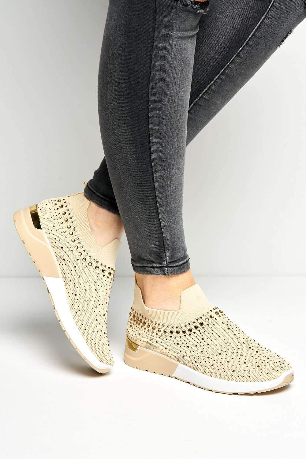 Ari Slip On Trainer in Beige - Image 3