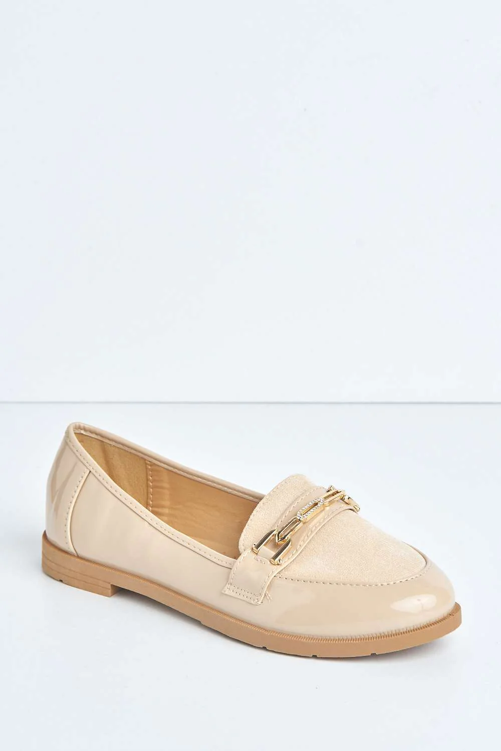 Ariee Diamante Detail Loafers in Beige - Image 4
