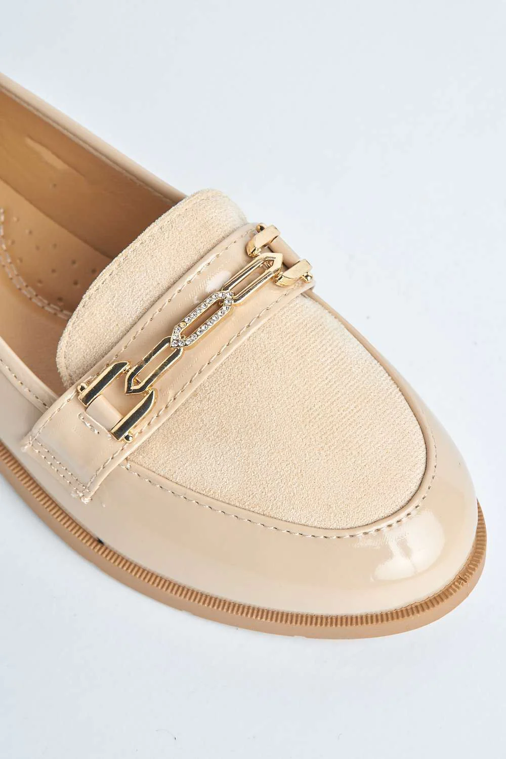 Ariee Diamante Detail Loafers in Beige - Image 6