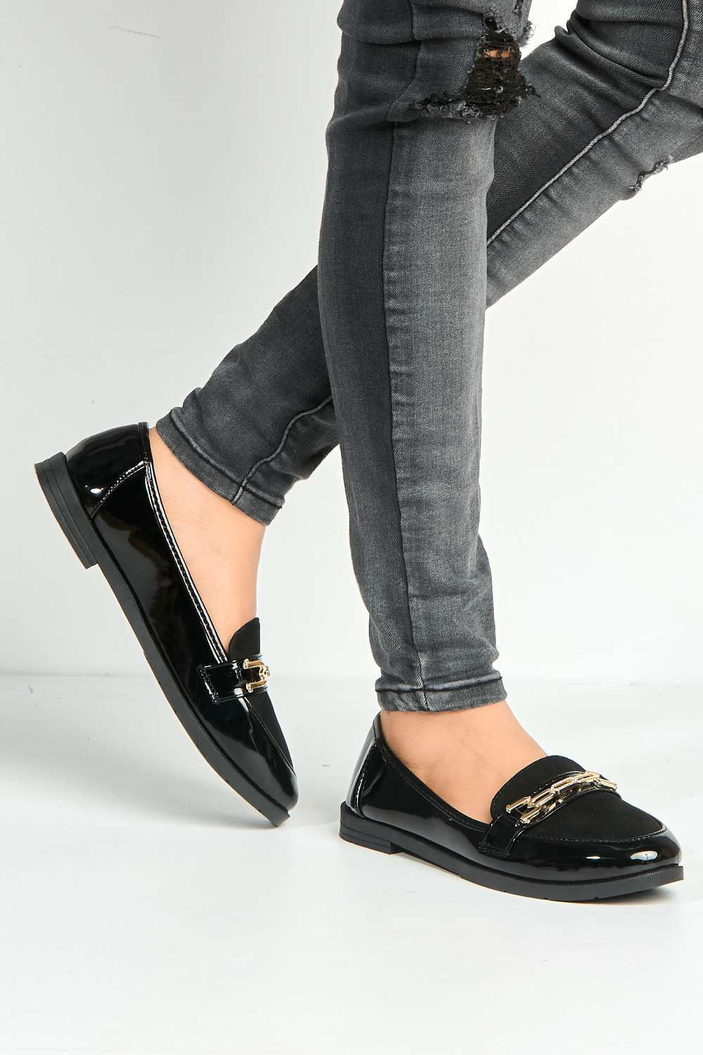 Ariee Diamante Detail Loafers in Black - Image 2
