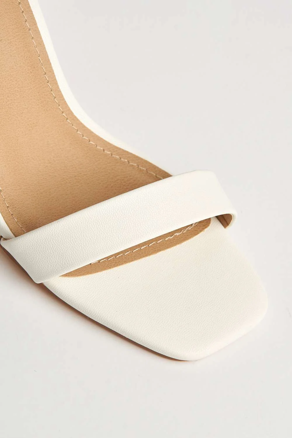 Arlie Square Toe Ankle Strap Block Heel Sandals in White Matt - Image 6