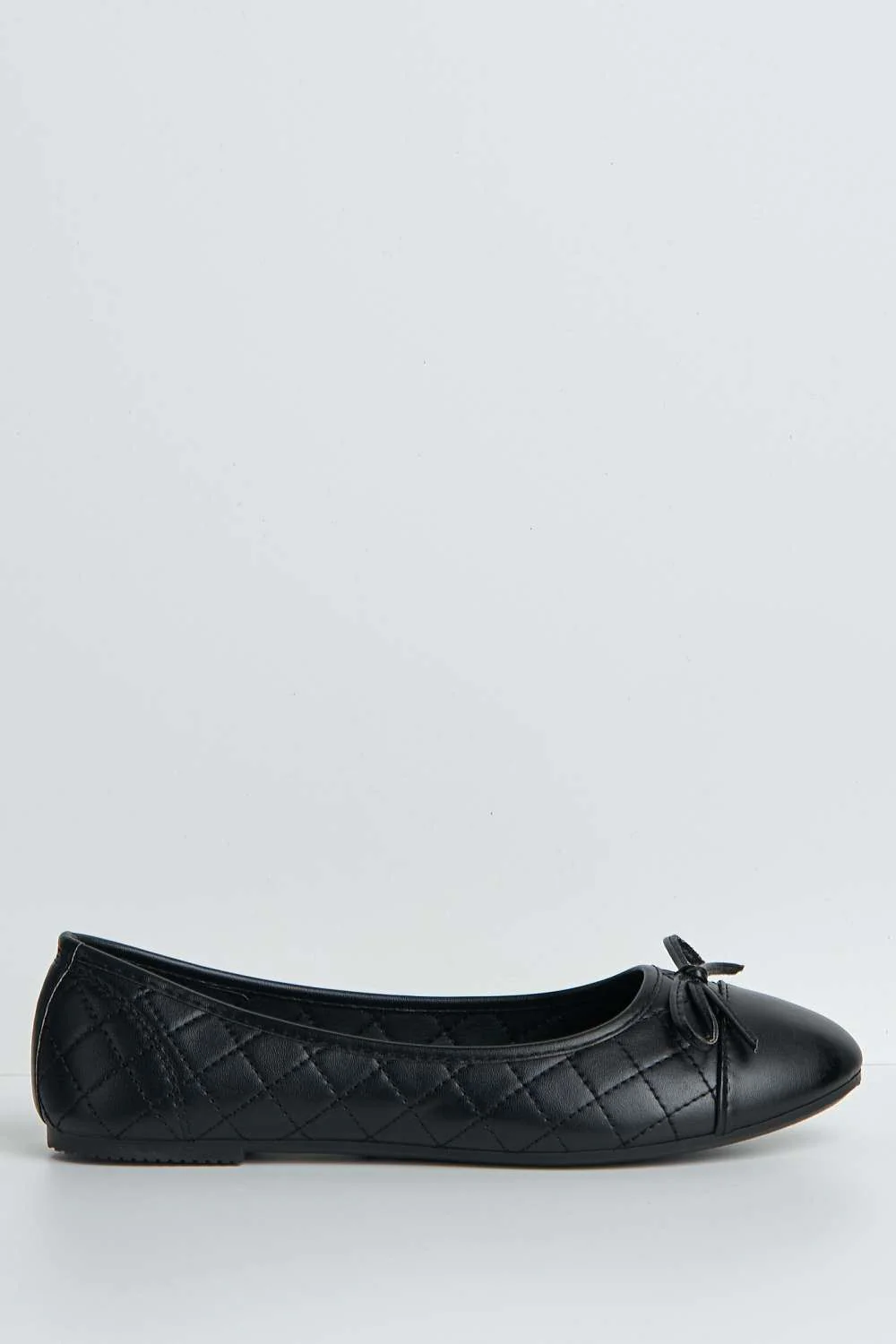 Arrica Bow Detail Flat Pumps in Black Matt - Image 5