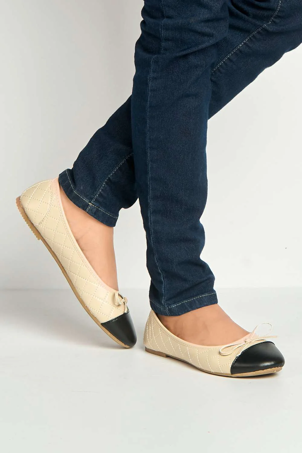 Arrica Bow Detail Flat Pumps in Nude Matt