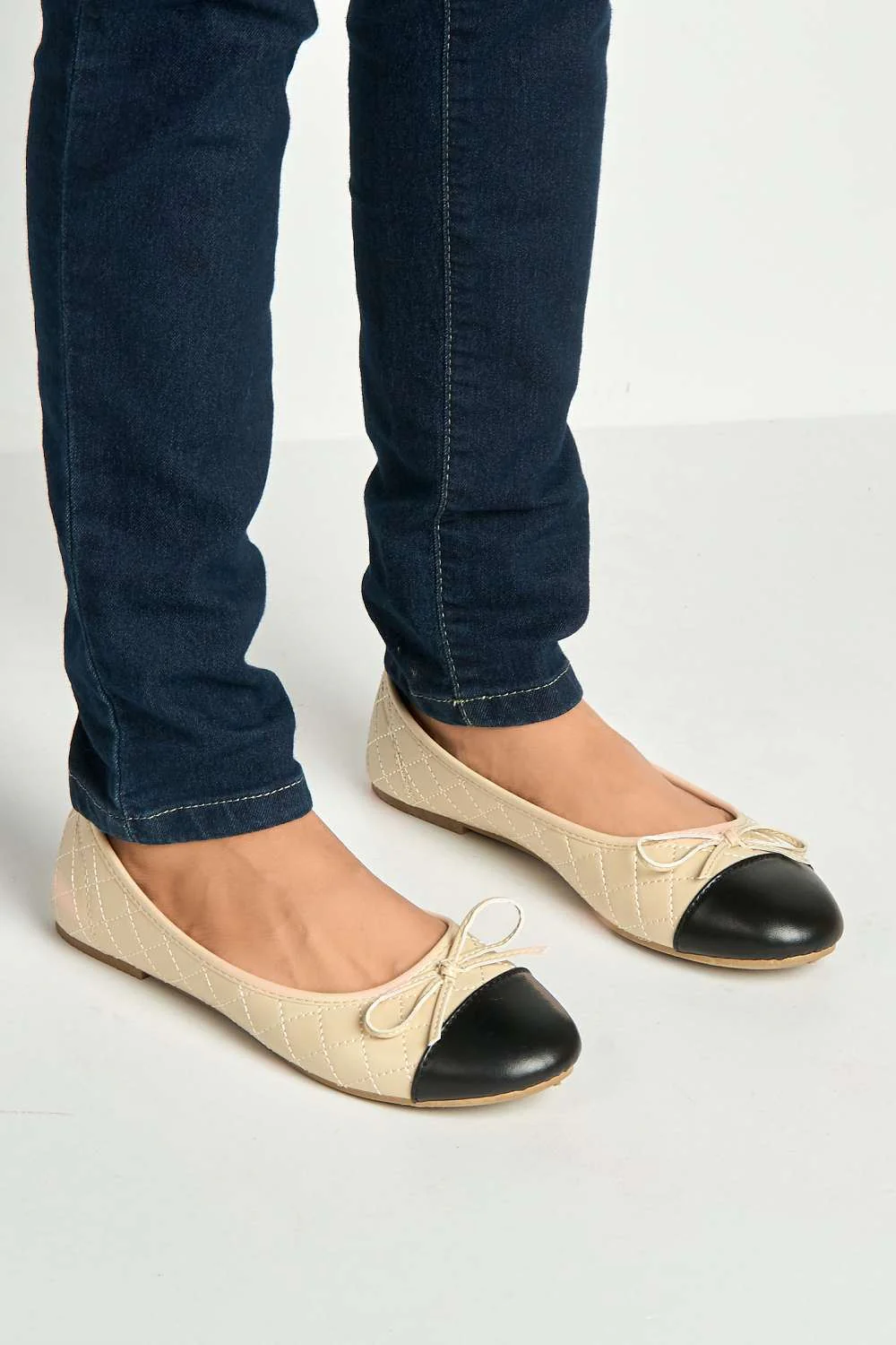 Arrica Bow Detail Flat Pumps in Nude Matt - Image 2