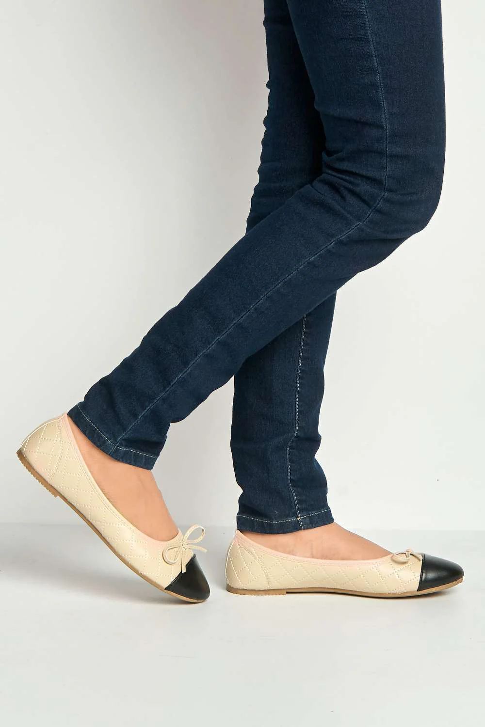 Arrica Bow Detail Flat Pumps in Nude Matt - Image 3