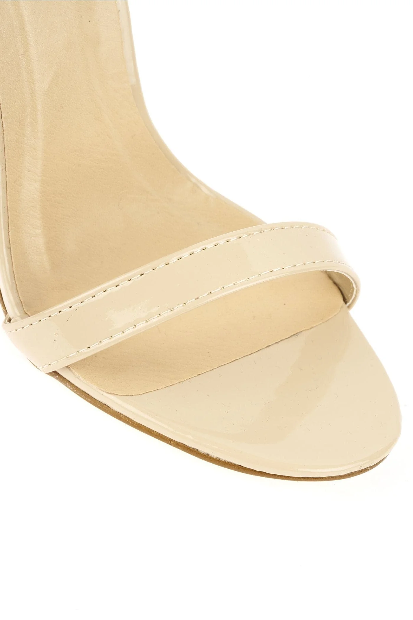 Arron Ankle Strap Stiletto Sandal in Nude Patent - Image 6