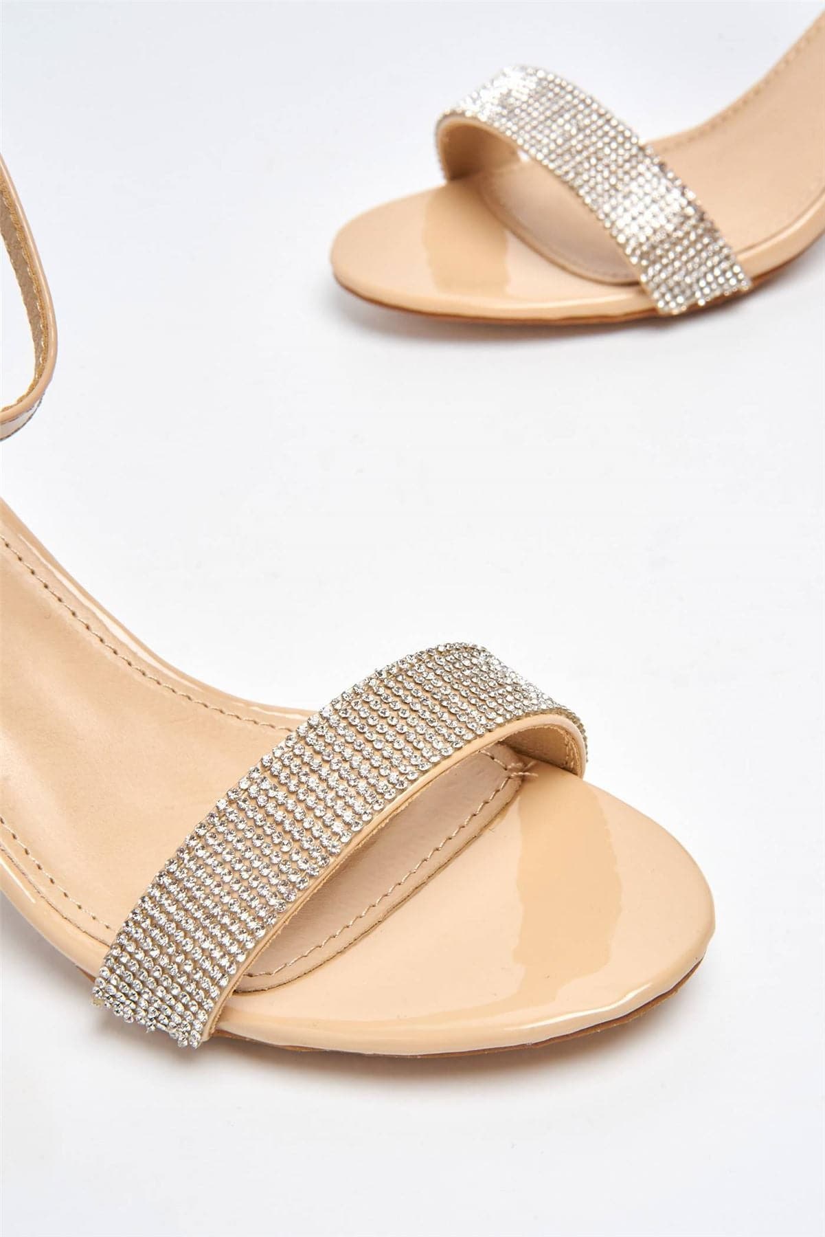 Asti Block Heel Ankle Strap Sandal in Nude - Image 5