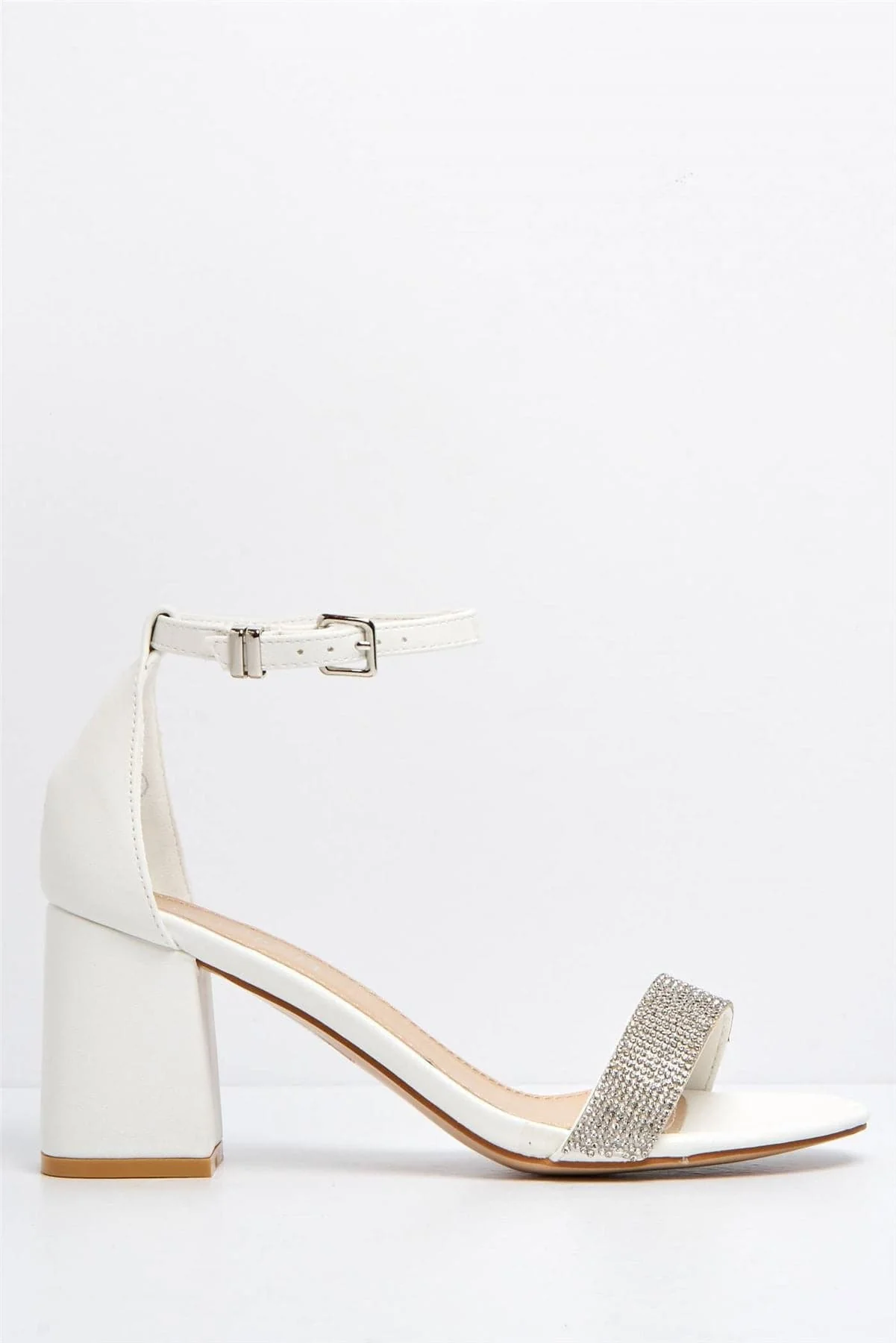 Asti Block Heel Ankle Strap Sandal in White - Image 4